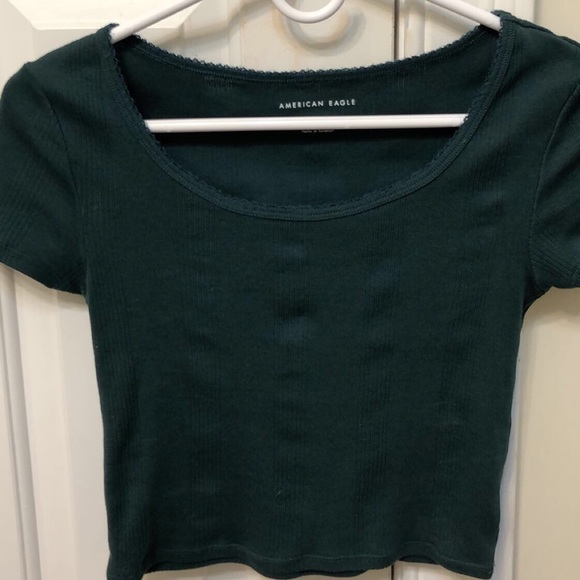 American Eagle Outfitters Tops - American Eagle Forest Green Cropped T-Shirt